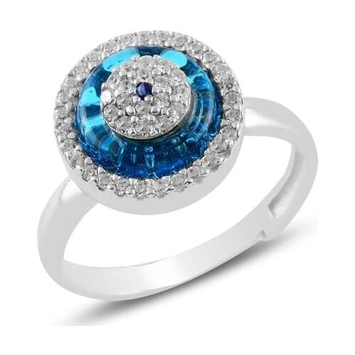Silver 925 Sterling Eye Zircon Stone Ring
