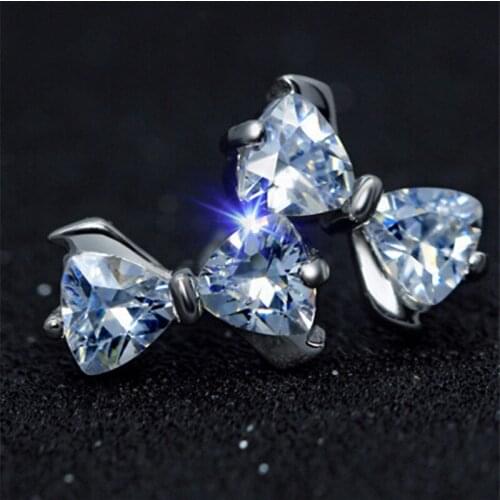 Miuoxion Retro Sweet Zircon Bow Earrings All-Match Simple Temperament Jewelry For Women Luxury Namour Charm Gift All Seasons