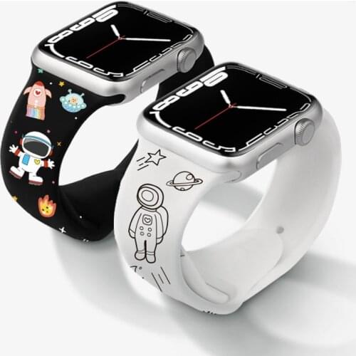 Printing Silicone Strap For Apple Watch band 44mm 40mm Iwatch band 38mm 42mm belt Bracelet correa For Apple Watch 6 SE 5 4 3