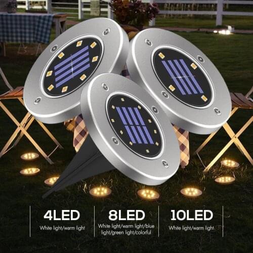 Solar Garden Lights Waterproof Outdoor Landscape Lights Underground Sensing Lights 4/8/10 LED Solar Lamps For Lawn Yard Pathway