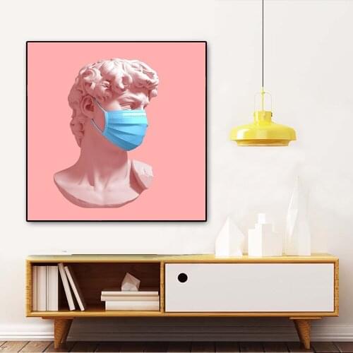 Modern statue with Mask Posters statue pop art Home Decoration Art Painting Room Posters Canvas Picture Cuadros wall decorations