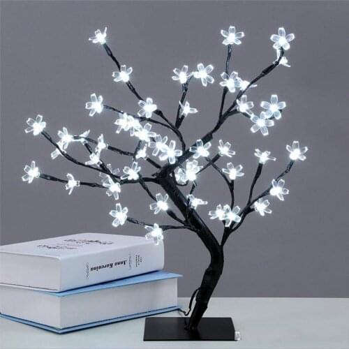 45CM Height Crystal Cherry Blossom 48LED Tree Light Night Light Table Lamp Black Branches Lighting Christmas Party Wedding Deco