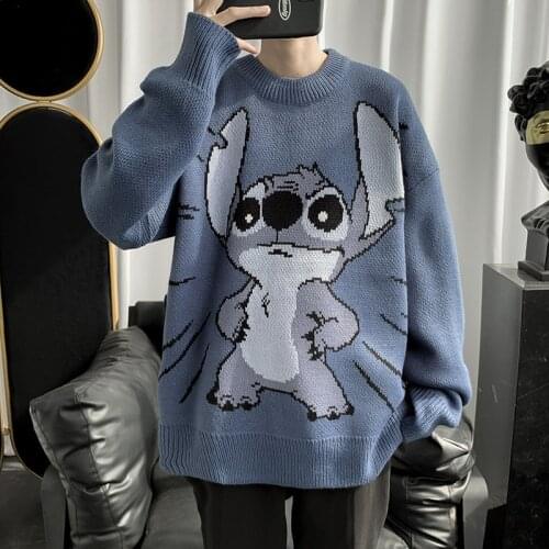 Sweaters Winter cartoon sweater mens loose sweater youth coat knitted sweater men