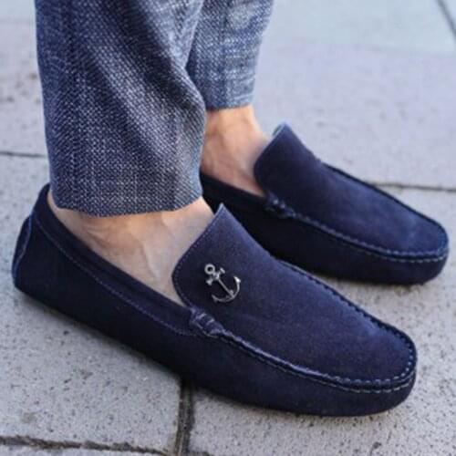 Tezcan Hakiki Deri 11870 Lacivert Süet Driver Tipi Üst Kaplama Ve İçler Deridir Türkiye'de Özenle Üretildi Kaliteli Şık Tasar