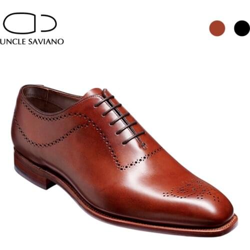Uncle Saviano Oxford Brogue Best Men Shoes Dress Formal Wedding Man Shoe Business Handmade Genuine Leather Designer Mens Shoes