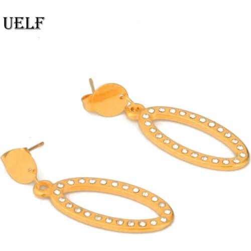 Uelf Stainless Steel Earrings Gold Tiny Zirconia Stud Earrings Aretes De Moda Jewelry Woman Cheap Stud Earrings