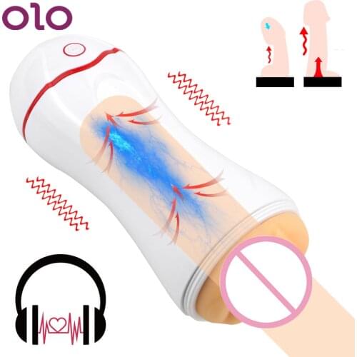 OLO Automatic Voice Sucking Vibrator Male Masturbator Cup Real Vagina Soft Pussy Sex Machine Sex Toys for Men Sex Products