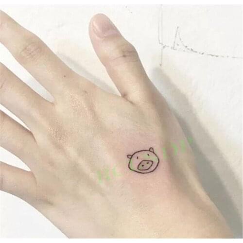 Waterproof Temporary Tattoo Sticker Lovely Cartoon Pig Cute Animal Head Tatto Flash Tatoo Fake Tattoos for Kids Men Women