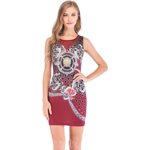 The New 2019 Summer Hipsters Europe and the United States Womens Sleeveless Womens Pencil Dress Primary Sources