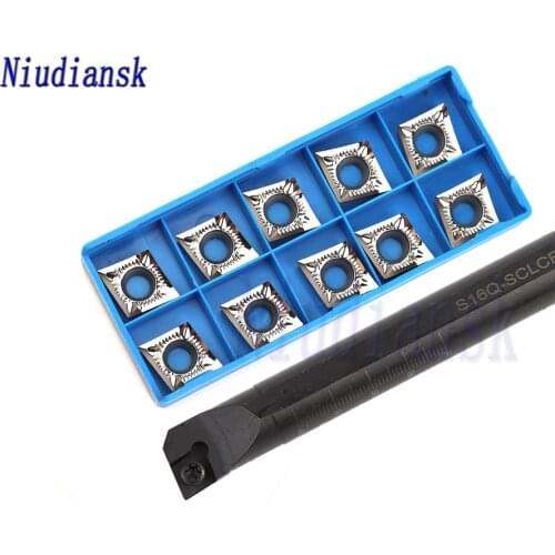 10pcs Carbide Inserts CCMT1204 Internal Turning Tool Holder S16Q-SCLCR12 S20R-SCLCR12 CNC Lathe Tool S25S-SCLCR12 SCLCL Tool Set