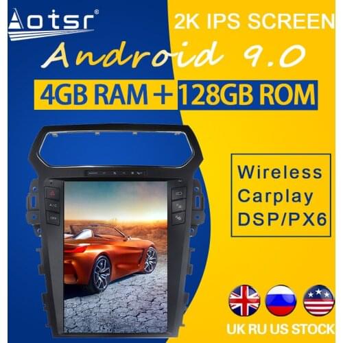 128GB ROM For Ford Explorer 2011-2019 DSP Android 9.0 Tesla Style PX6 Carplay Car GPS Navigation Multimedia Radio Player