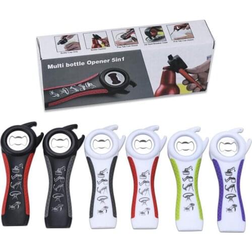 20PCS/LOT 5 in 1 Creative Multifunction Stainless Steel Can Opener Beer Bottle Opener Super Good Jar Opener Kitchen Tool