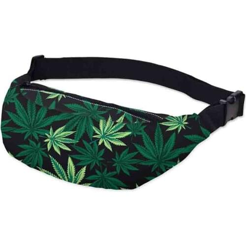 2019 High Quality unisex New Bags Travel Pack Waist Bag Women Round Belt Bag Leaf Pattern Prints Chest Handbag New Fashion