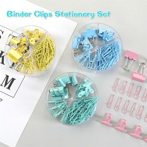 94pieces Kawaii Candy Color Metal Clip Paperclips Stationery Set School Office Supplies