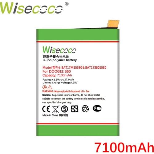 WISECOCO 7100mAh Battery For Doogee S60 in stock BAT17M15580 BAT173605580 High Quality Battery+Free shipping