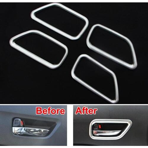 BBQ@FUKA New Car Styling 4 PCS Silver Chrome Interior Handle Cover Bezel Trim For Suzuki Vitara ABS Interior Handle Cover Panel