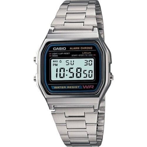 CASIO RETRO UNISEX Casio watch A158WA-1Q silver plated Casio men A158WA-1 stainless steel digital watch 2021