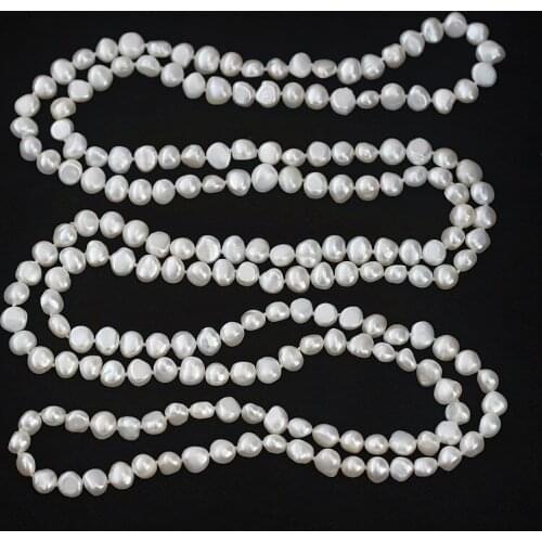 Baroque Natural Pearl Sweater Chain 7-8 White Wild Natural Shaped Pearl Long Necklace Multilayer Simple 160CM