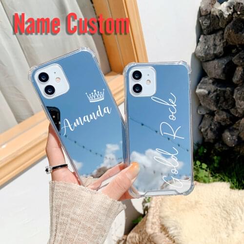 Custom DIY Name Makeup Mirror TPU Phone Case For iphone 11 12 Pro MAX SE 2020 7 8 Plus X XS XR Max Mini Case Luxury Shell Cover