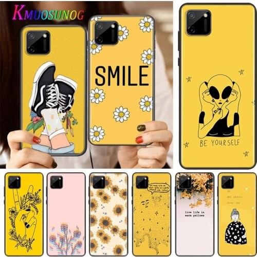 Keep Smile Yellow Silicone Cover For Realme V15 X50 X7 X3 Superzoom Q2 C11 C3 7i 6i 6s 6 Global Pro 5G Phone Case