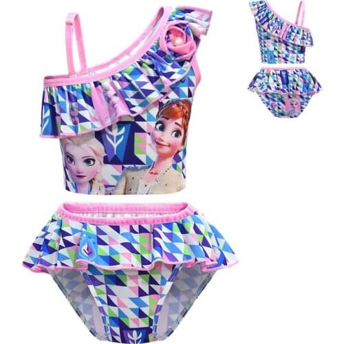 Kids Swimwear for Girls Cartoon Elsa Anna Princess Swimming Suits Bikini Two Piece Outfits for Kids Children Swimsuits 110-150cm