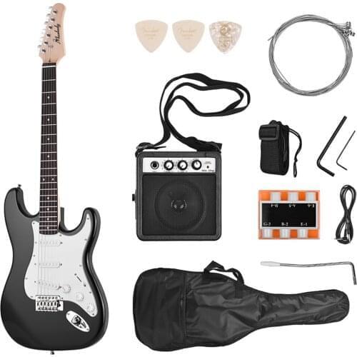 Ammoon 21 Frets 6 Strings Electric Guitar Solid Wood Paulownia Body Maple Neck with Speaker Necessary Guitar Parts & Accessories