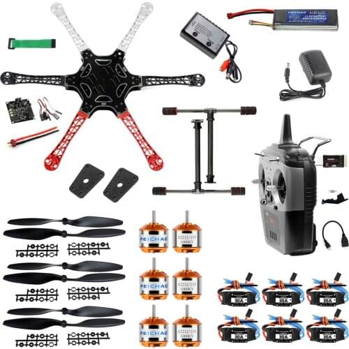 F550 Airframe Kit RC Hexacopter Drone DIY RTF Unassembly Set KKmulticopter Flight Control A2212 1000KV 30A ESC