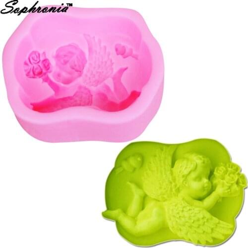 Sophronia S108 Angel Baby Silicone Soap Mold Baby Party Cake Decorating Tools Gumpaste Chocolate Clay Candy Moulds 10*6.8*3.5CM