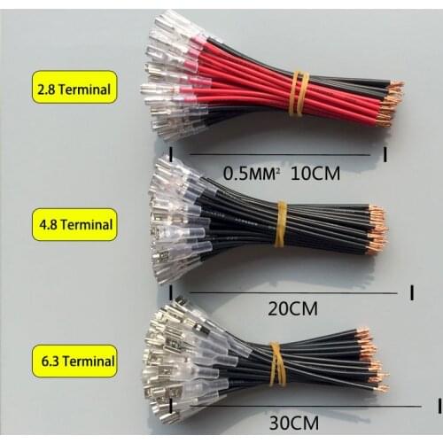 2.8 4.8 6.3mm Terminal with Wire Switch Female Terminal Cold Press Terminal Block Connection Harness 1PCS