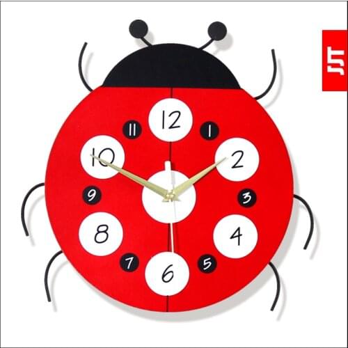 Creative 31CM Beetle Diy Gift Living Room Bedroom Decorative Wall Clock Cartoon Kids Room Decor Fot Children Clocks Candy colors
