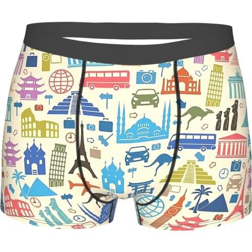 Lcons Of Travel Eiffel Tower in Paris France Underpants Breathbale Panties Man Underwear Print Shorts Boxer Briefs