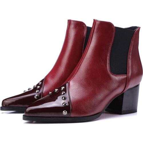 2018 Hot Sale Korean Style Womens Shoes Martin Booties Strap Motorcycle Boots Chunky High Heels Pumps British