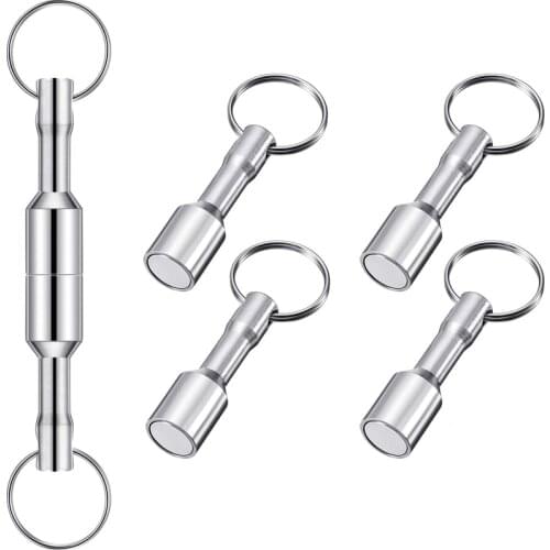 6 Pieces Metal Magnet Keychain Magnetic Keychain Pocket Keyring Magnet Holder with Split Ring Jewelry Test Magnet