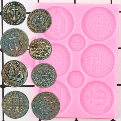 Coins Silicone Molds Crafts Fondant Mold DIY Party Cake Decorating Tools Cupcake Topper Chocolate Moulds Candy Clay Resin Mould