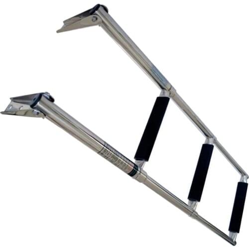 Marine Foldable Under Platform Over Mount Boat Boarding Ladder Swim Step, Telescoping, Stainless Steel