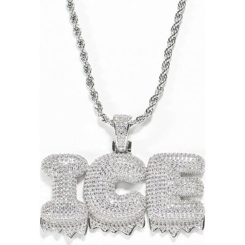 TUNKALL Bling Bling Mens Pendants Fashion Letter Custom Mirco Pave Prong Setting Zircon Hip Hop Necklace Jewelry CP05