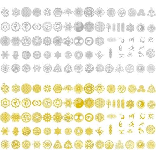 80Pcs Sacred Geometric Copper Orgonite Sticker Flower Life Tree DIY Energy Tower Pyramid Material Epoxy Resin Art Crafts