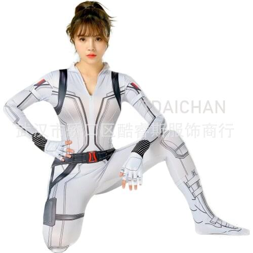 2021 New Black Widow Costume Cosplay Jumpsuit Superhero Disguise Halloween Costume for Women Adult Carnival Party Dress Suit