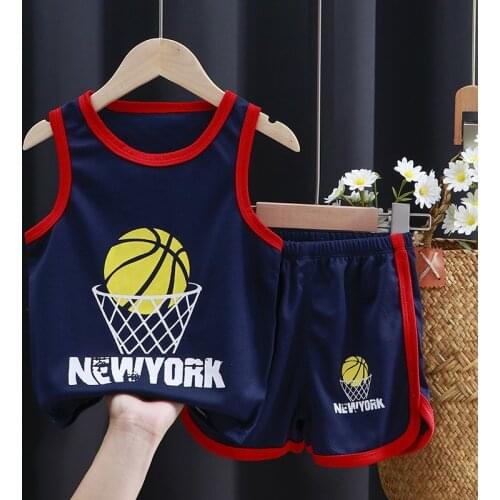New Style Fashion Kids Sports Ball Clothes Summer Boys Basketball Suit Vest Shorts Outside Gym Suit Girls Outfits 2-8 Years