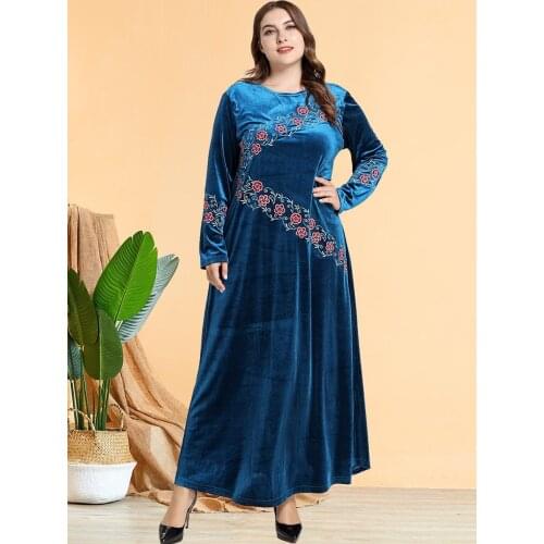 Autumn Wineter Velvet Muslim Dress Women Djellaba Turkey Abaya Ramadan Long Vestidos Islamic Clothing Musulman Moroccan Kaftan