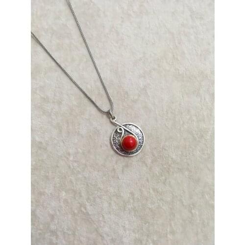 925 sterling silver Coral doğaltaşlı Necklace