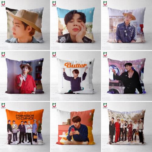 Kpop Cushion Kpop Pillowcase Butter PERMISSION TO DANCE JK SUGA JINMIN JIN V Cushion Cover Square Poszewka