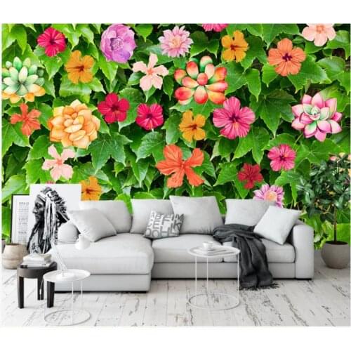 Custom photo wallpaper for walls 3 d murals wallpapers Fresh green wall flowers mural living room tv background wall painting
