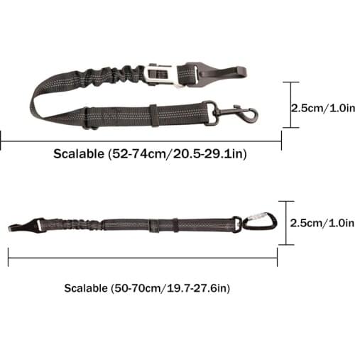 Bungee Dog Leash Dual Buckle Attachment Reflective Elastic Nylon Harnesses Lead Ropes Prevent Arm Injury for Car Running TS2