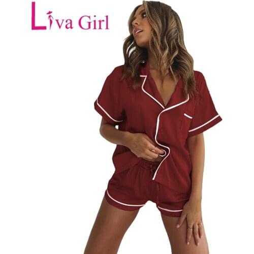 LIVA GIRL Woman Casual Short Sleeve Loungewear Sets Female 2021 Spring Summer Sleep Tops Shorts Nighty For Bride Pyjama Femme XL