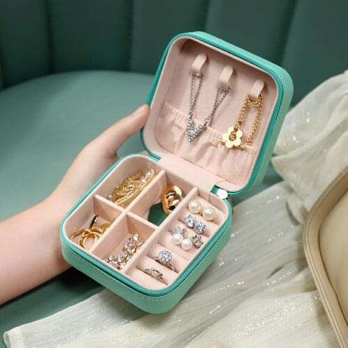 Simple Candy Color Portable Velvet Jewelry Storage Box Travel Earrings Necklace Ring Holder Organizer Display Small Case