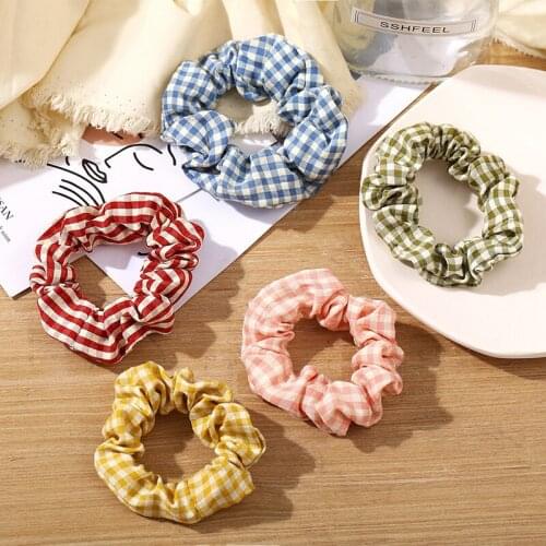 Lattice Elastic Hair Bands Scrunchies Women Soft Plaid Hair Ties Girls Soft Ponytail Holders Hairbands Hair Accessories Headband