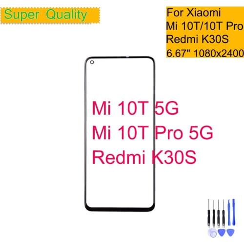 For Xiaomi Mi 10T Pro 5G Touch Screen Panel Front Outer Glass Lens For Redmi K30S Front LCD Glass Lens Replacement