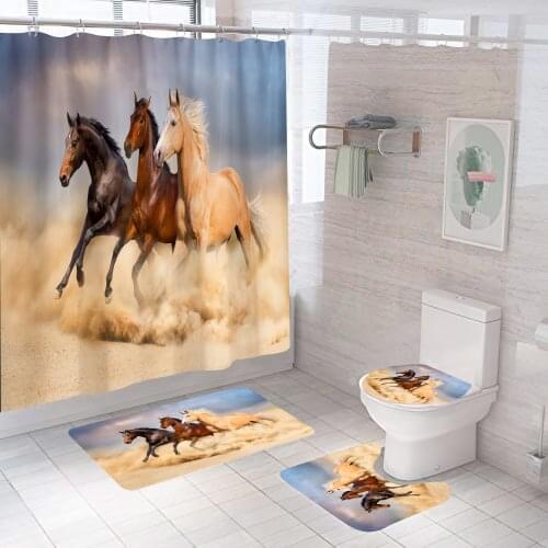 3D Print Horse Shower Curtain Luxury Bathroom Waterproof Polyester Bath Curtain Octopus Washable Bath Decor Curtains