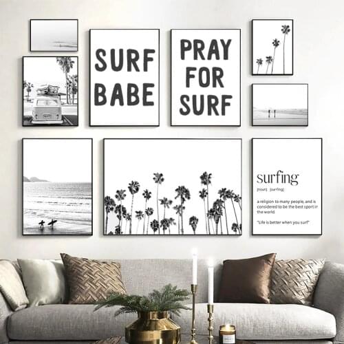 Surf Art Poster Surfing Definition Quote Print Surfer Birthday Gift Minimalist Wall Art Canvas Painting Picture for Living Room